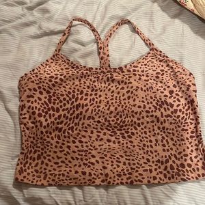 Beyond Yoga Racerback Crop with built in bra, pink leopard
